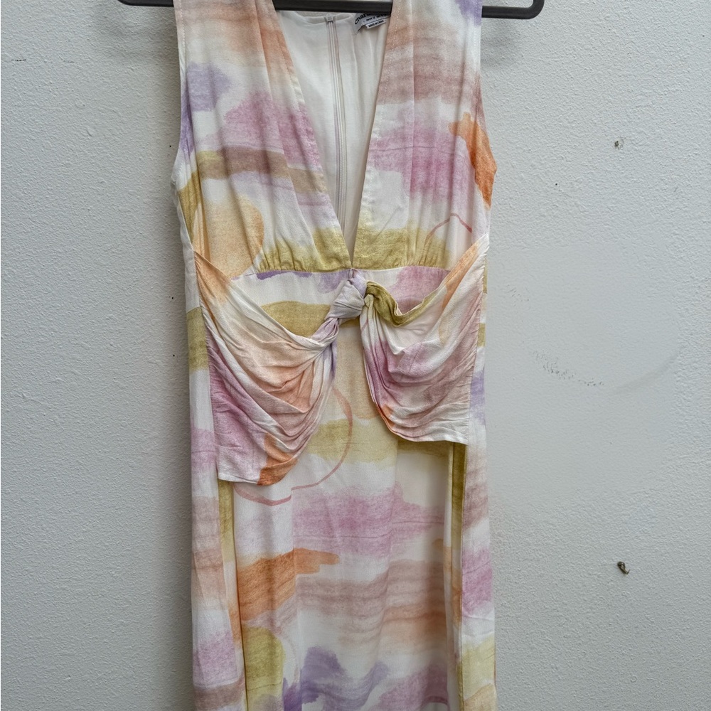 Charlie Holiday Pink and Yellow Sheath Mini Dress